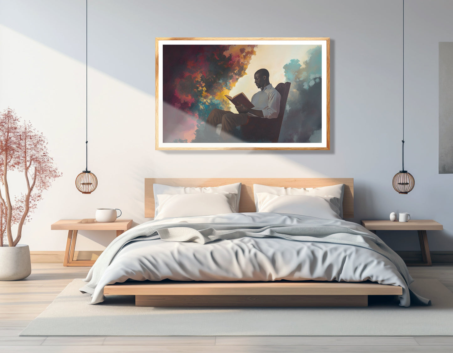 Black Man Reading Floral African American wall art view 75