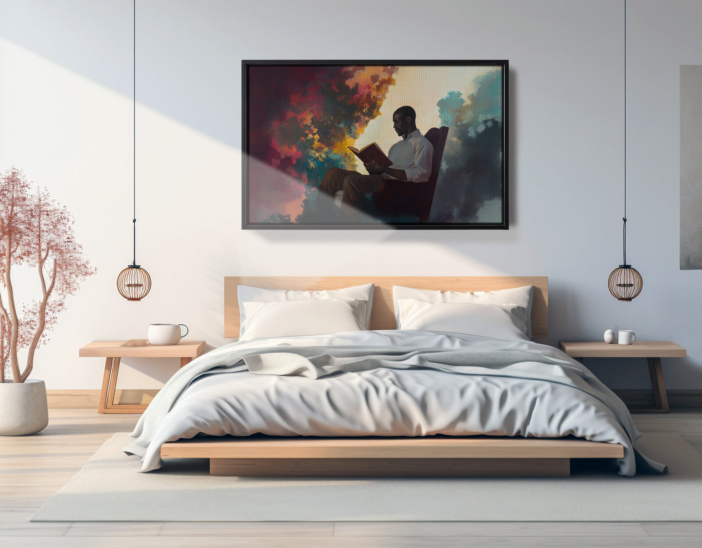 Black Man Reading Floral African American wall art view 27