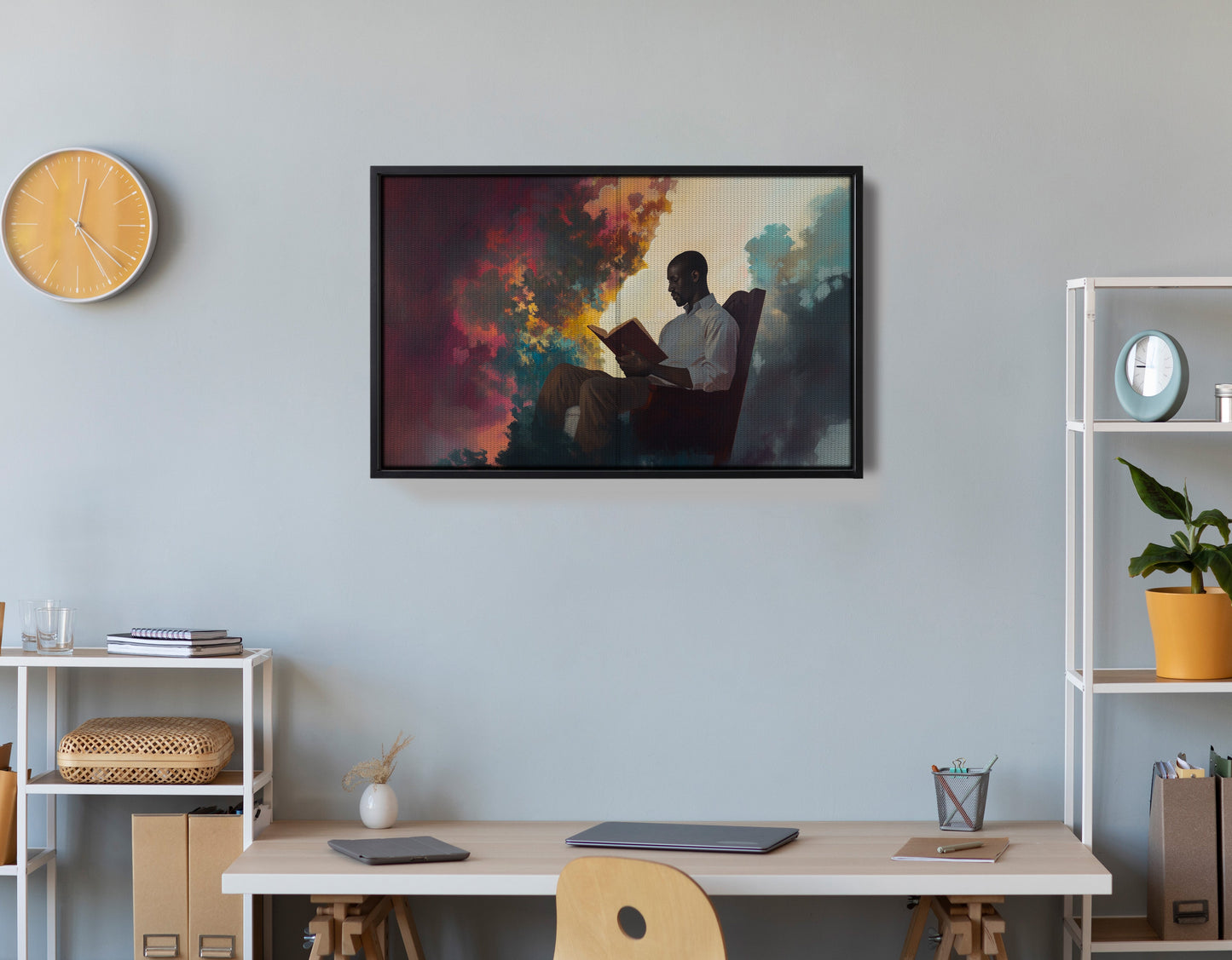 Black Man Reading Floral African American wall art view 30