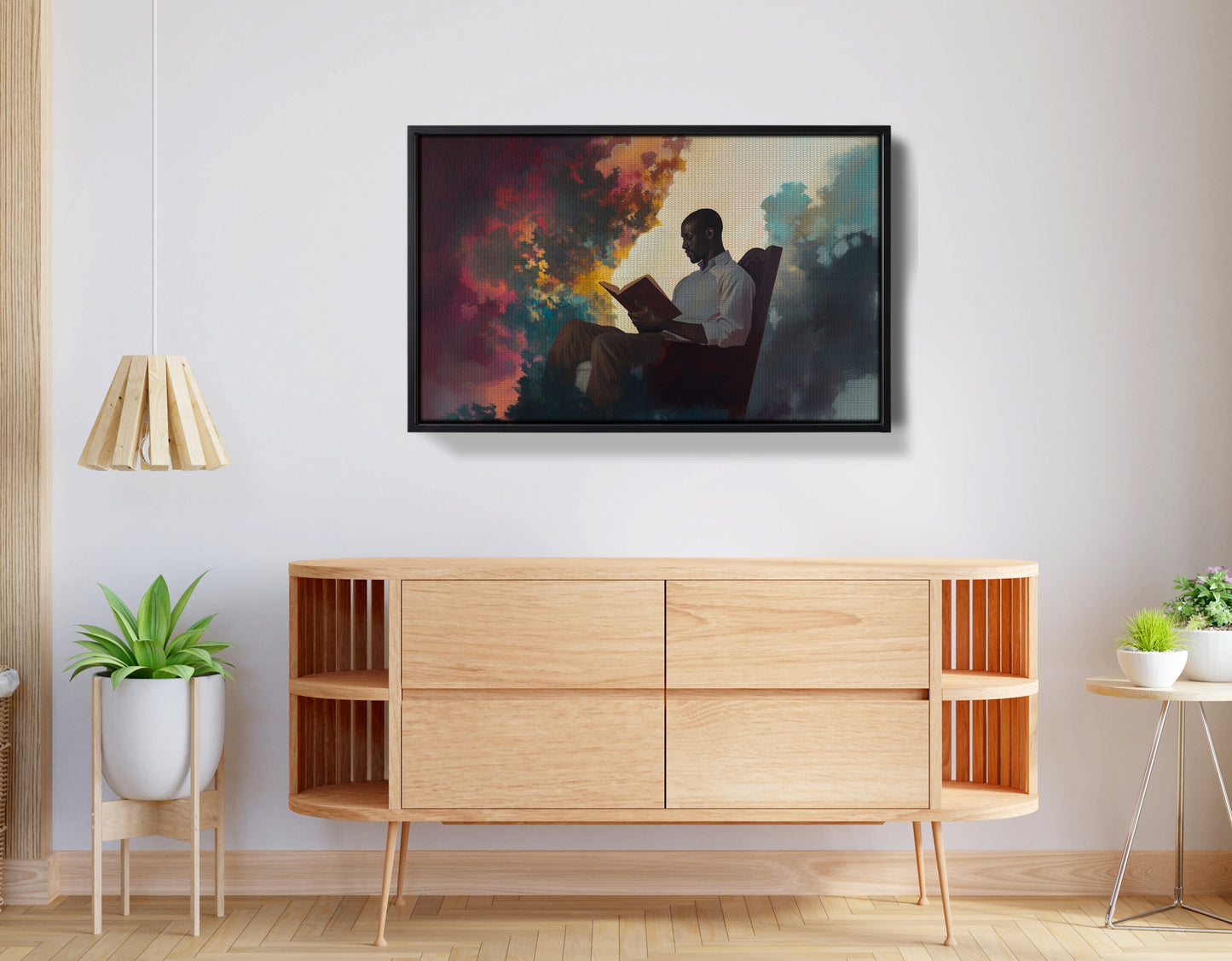 Black Man Reading Floral African American wall art view 26