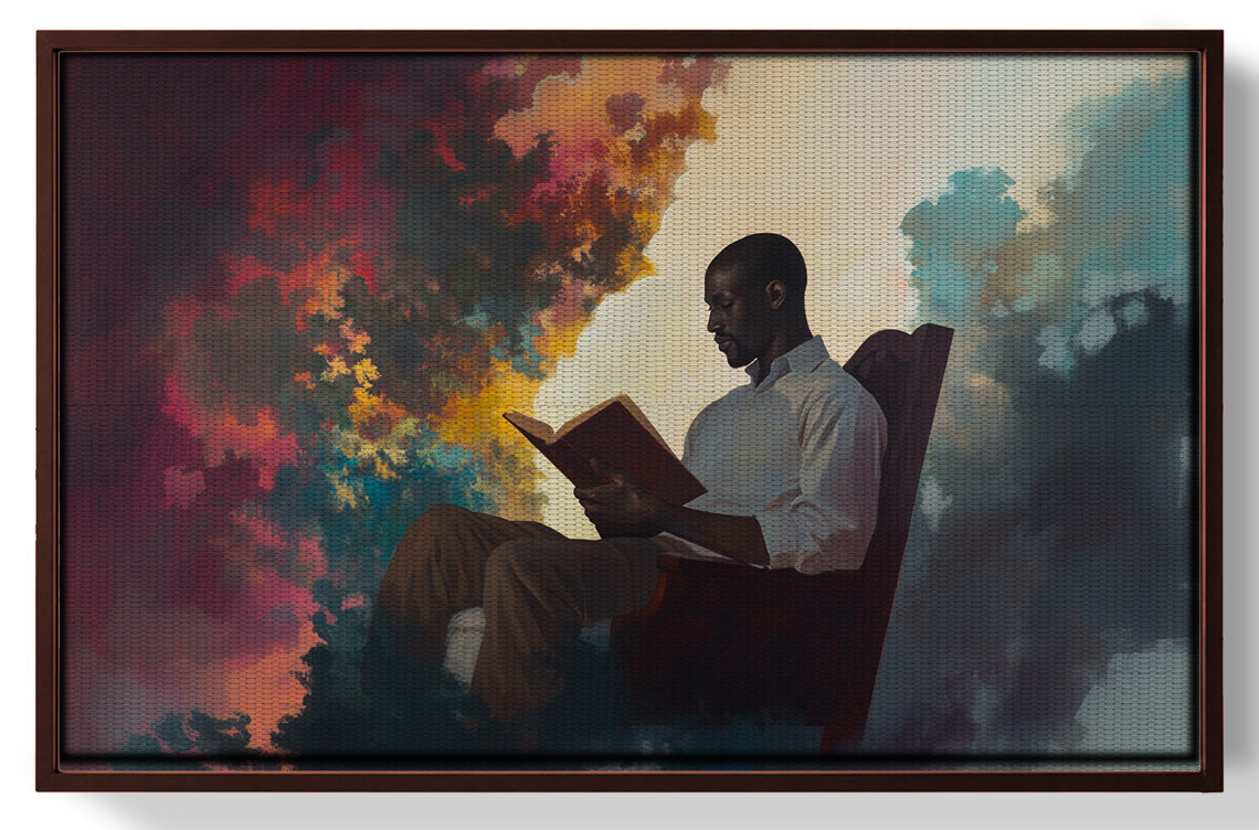 Black Man Reading Floral African American wall art view 31