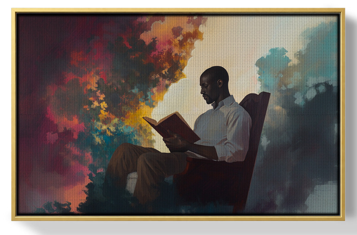 Black Man Reading Floral African American wall art view 37