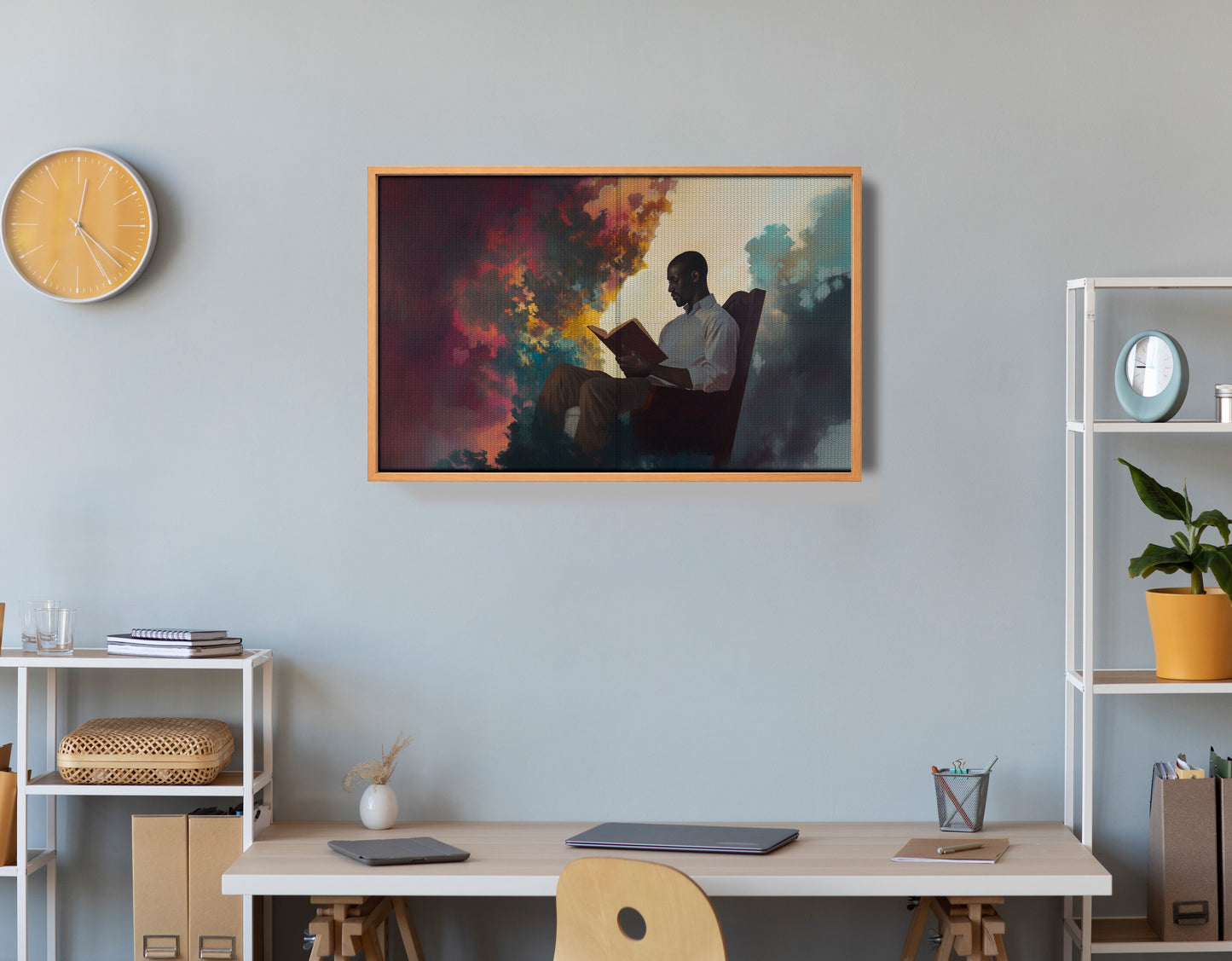 Black Man Reading Floral African American wall art view 48