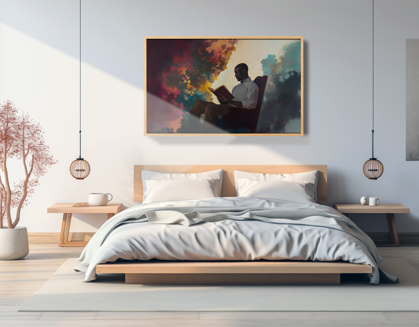 Black Man Reading Floral African American wall art view 51