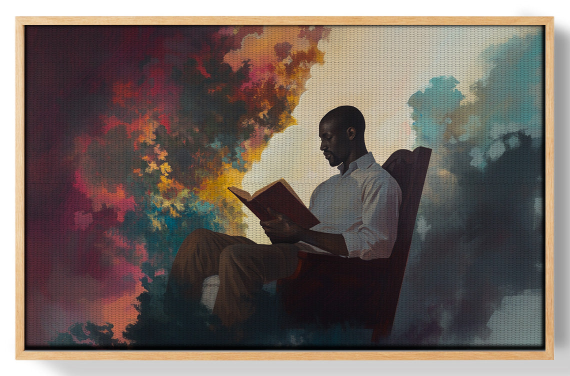 Black Man Reading Floral African American wall art view 49