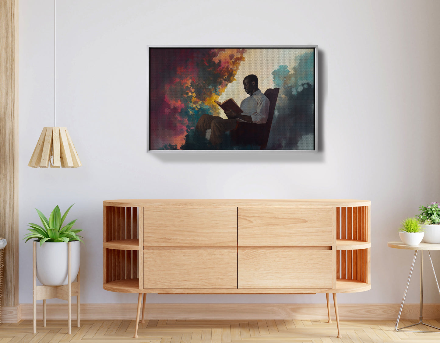 Black Man Reading Floral African American wall art view 56