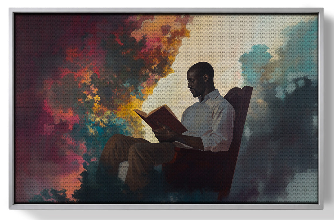 Black Man Reading Floral African American wall art view 55