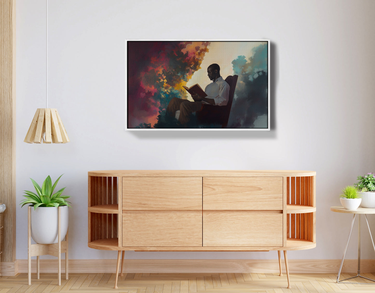Black Man Reading Floral African American wall art view 62
