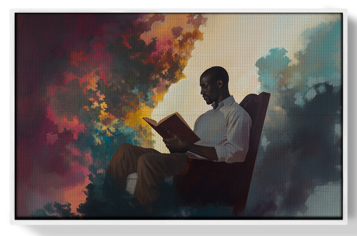 Black Man Reading Floral African American wall art view 61