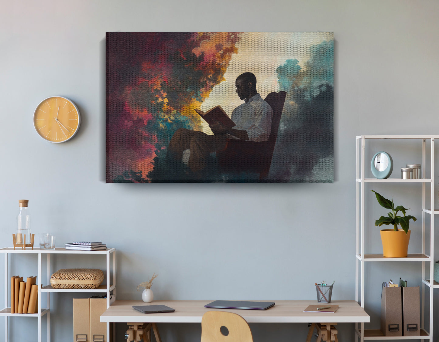 Black Man Reading Floral African American wall art view 18