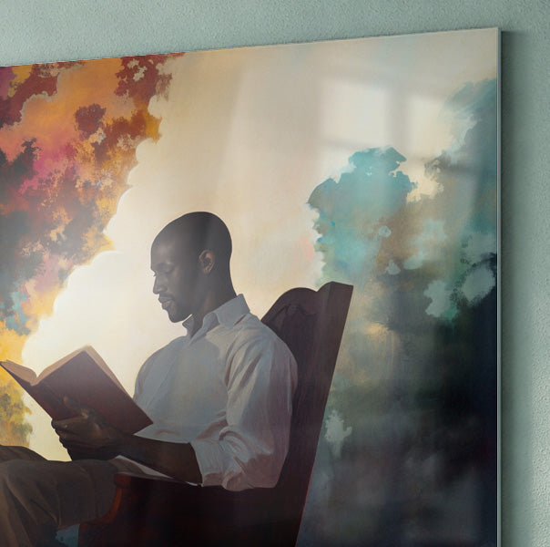 Black Man Reading Floral African American wall art view 22