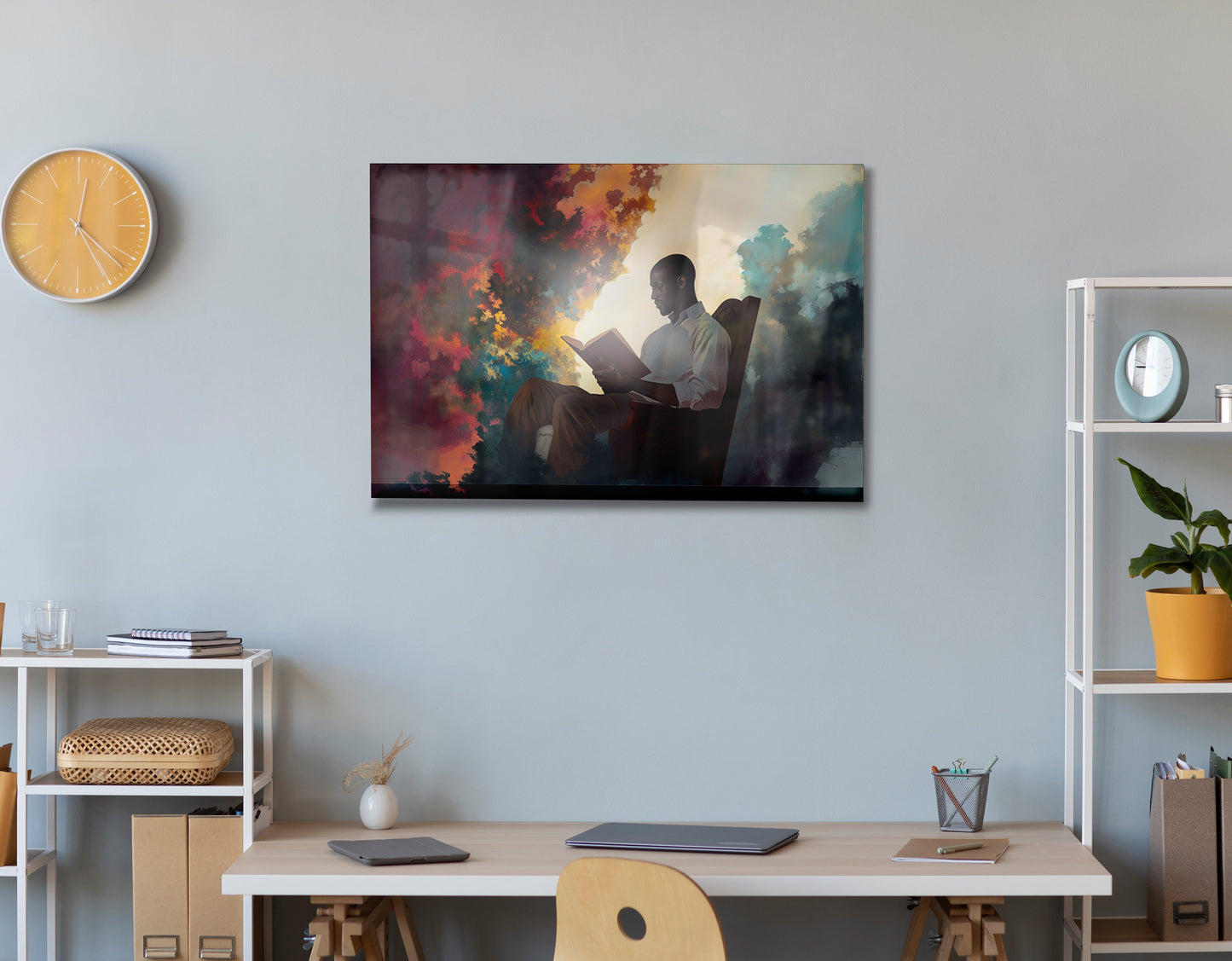 Black Man Reading Floral African American wall art view 24