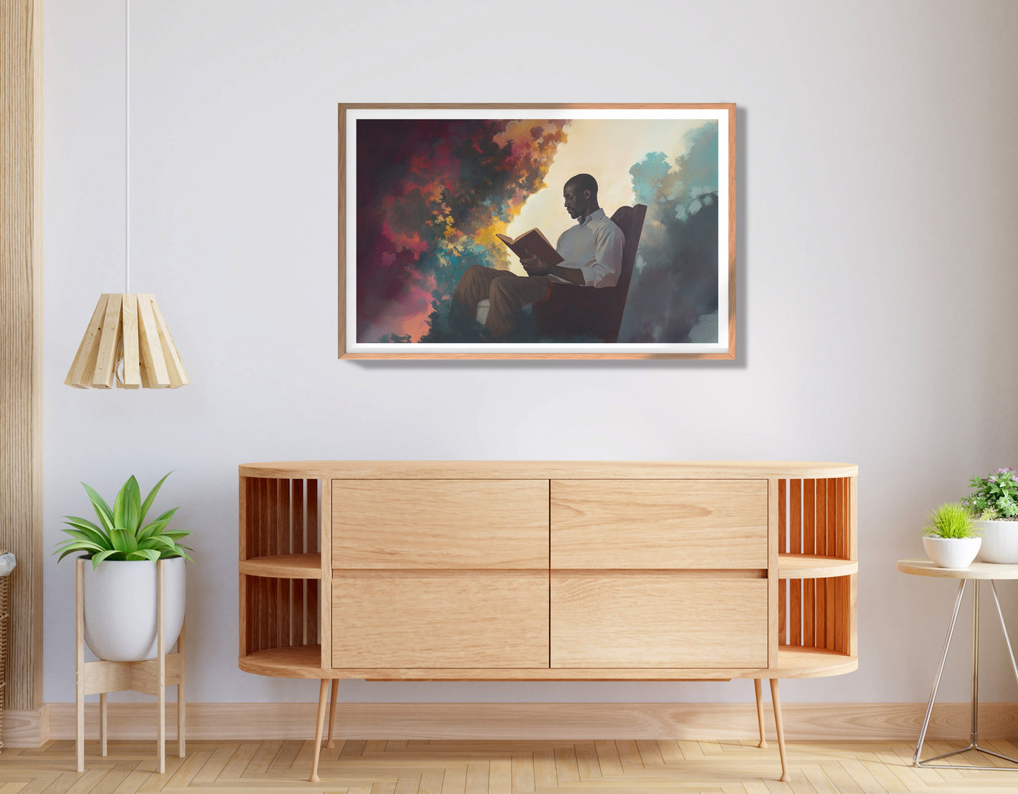 Black Man Reading Floral African American wall art view 80