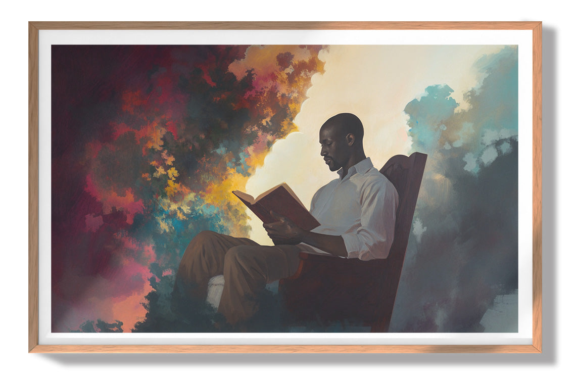 Black Man Reading Floral African American wall art view 79