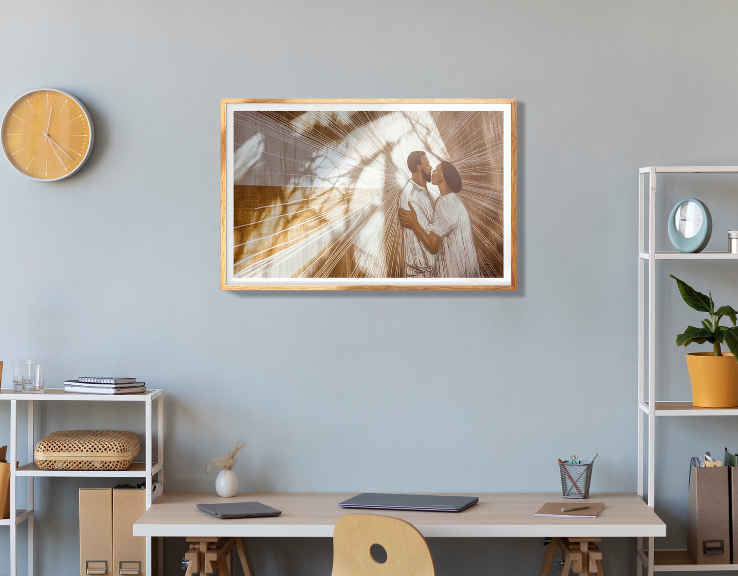 Black Couple Embrace Black love wall art view 78