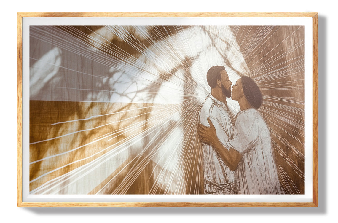 Black Couple Embrace Black love wall art view 73