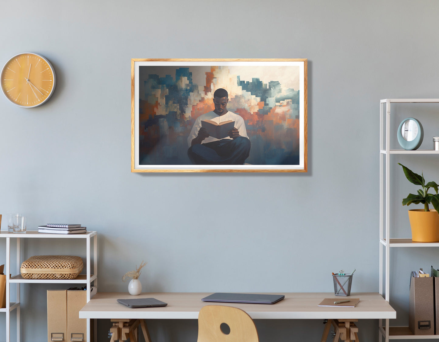 Black Man Reading Abstract African American wall art view 78