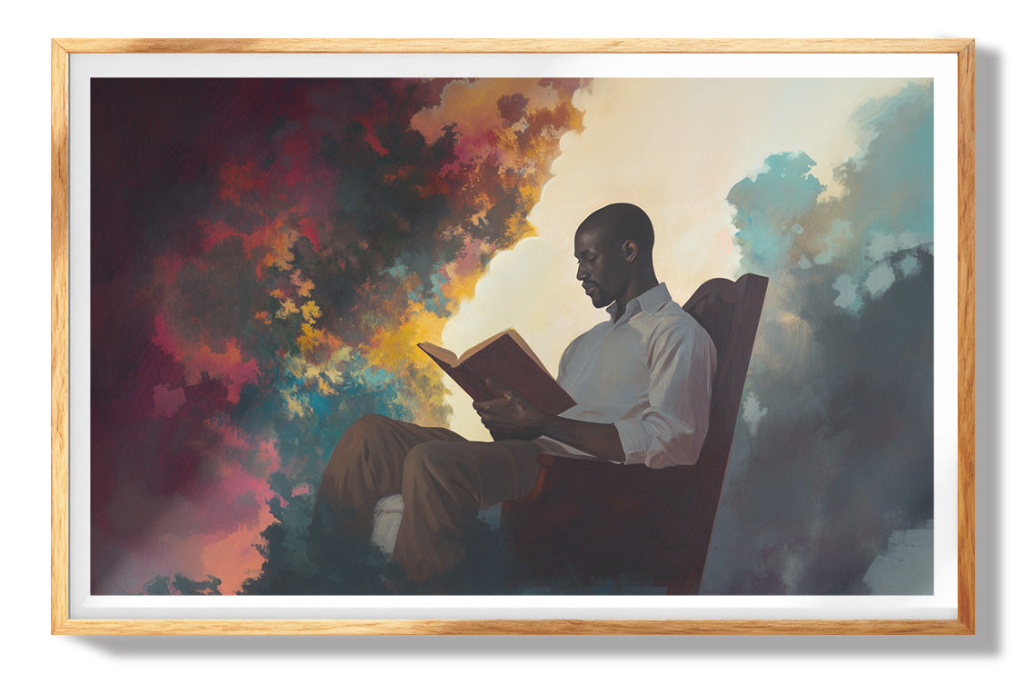 Black Man Reading Cityscape African American wall art view 73