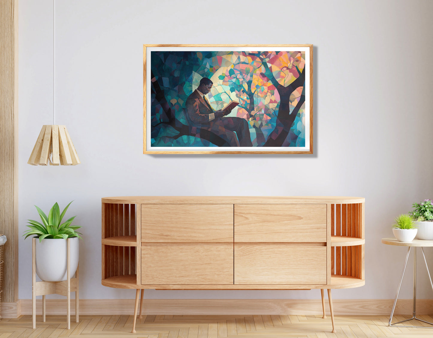 Black Man Reading Blue Abstract African American wall art view 74
