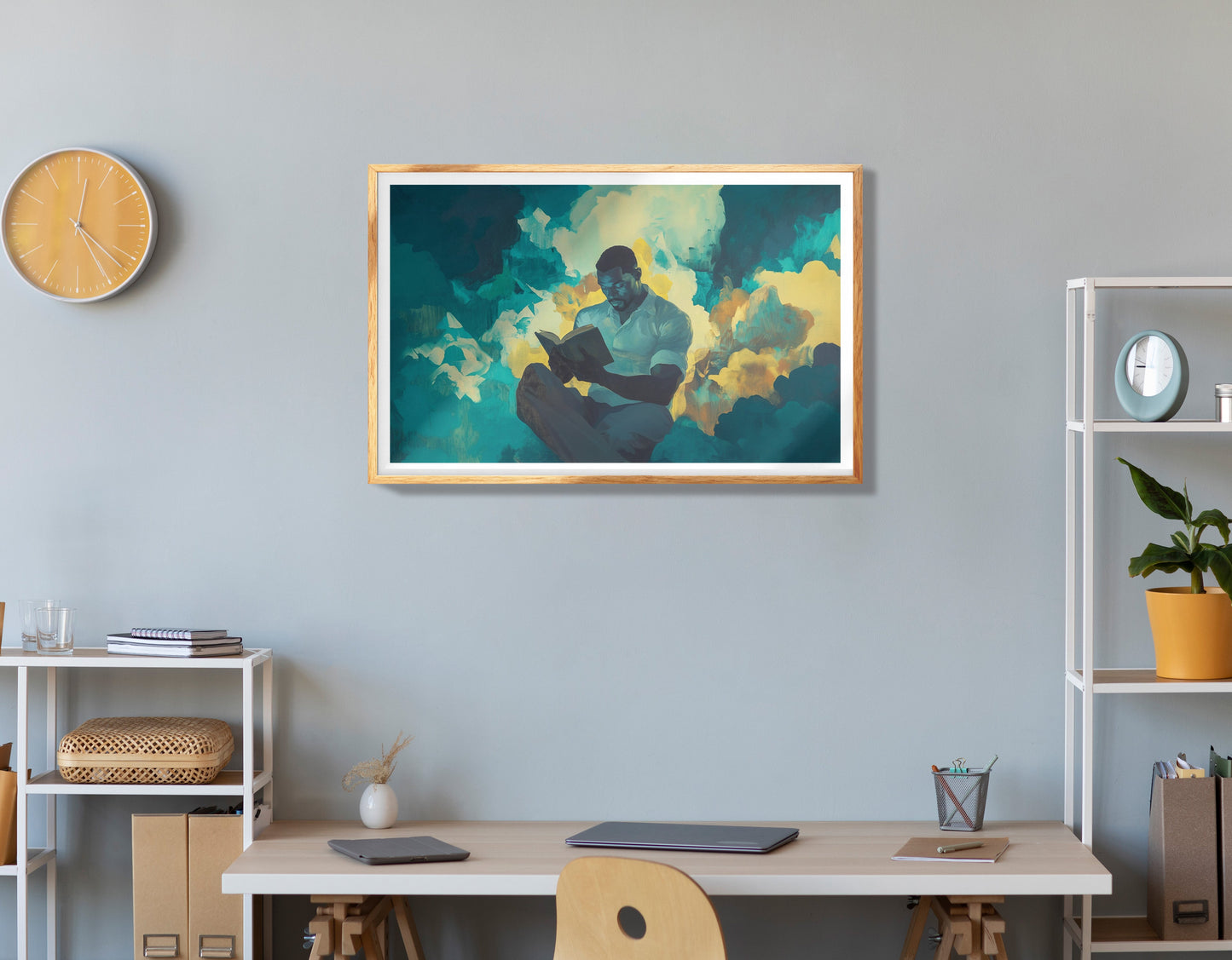 Black Man Reading Floral African American wall art view 78