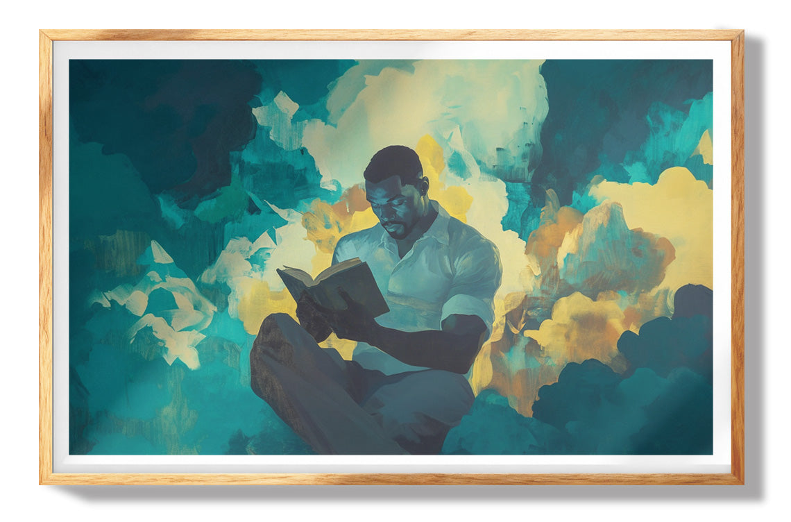 Black Man Reading Floral African American wall art view 73