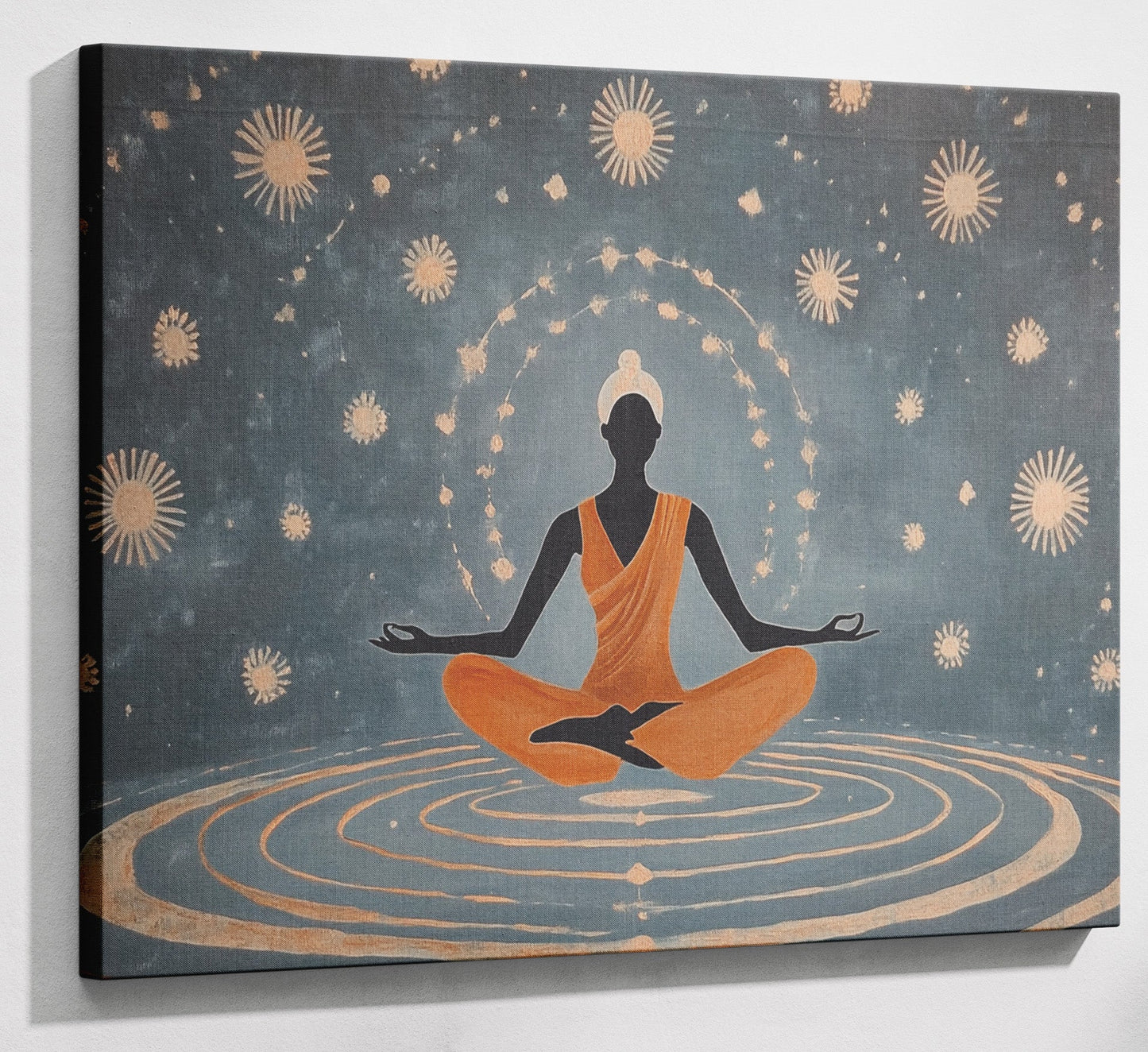 Black Woman Yoga Energy African American wall art canvas print with visible wall art format