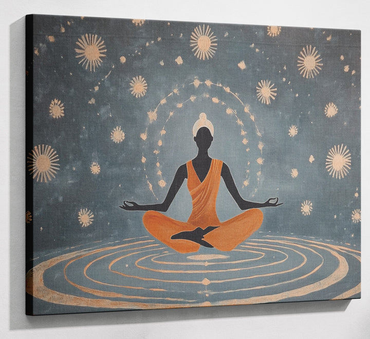 Black Woman Yoga Energy African American wall art canvas print with visible wall art format