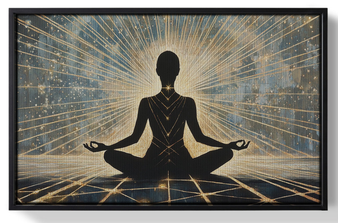 Framed Black Woman Meditation Light African American wall art for home decor