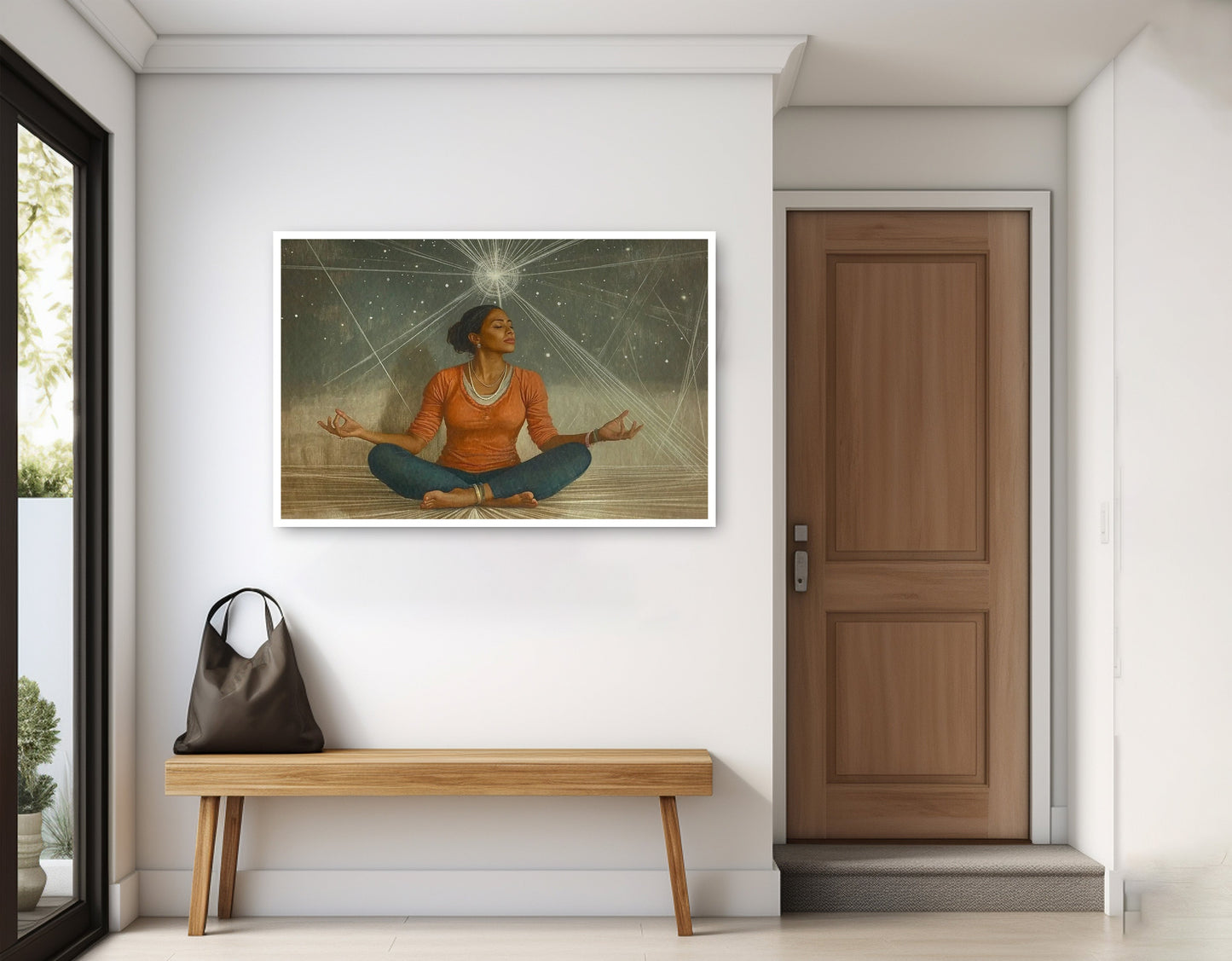 Black Woman Yoga Light African American wall art home decor view