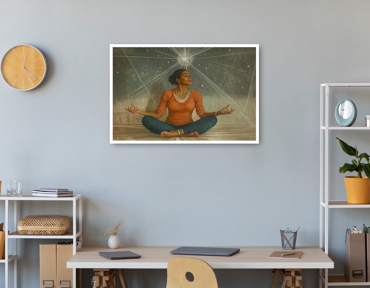 Black Woman Yoga Light African American wall art print view