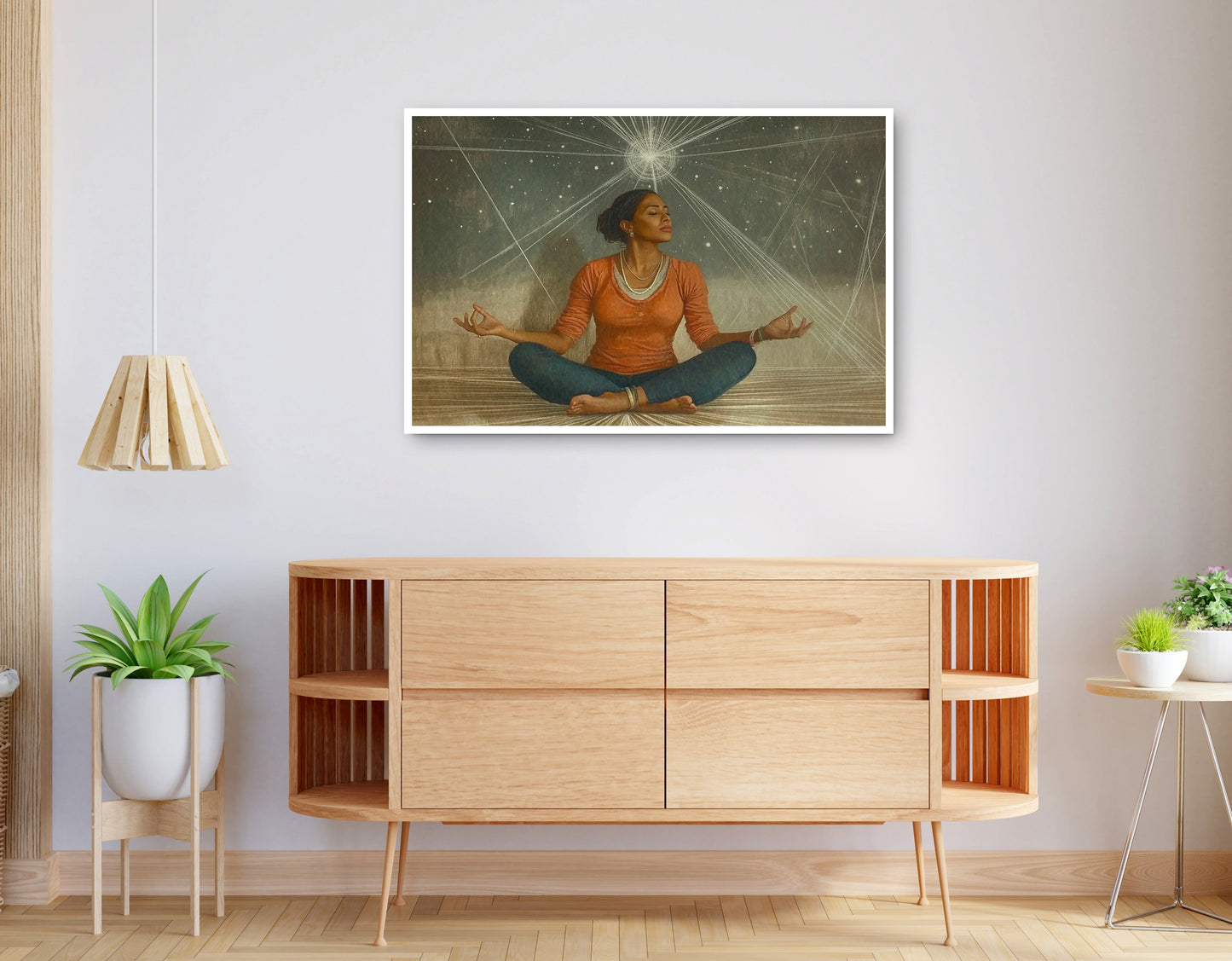 Alternate view of Black Woman Yoga Light African American wall art canvas print