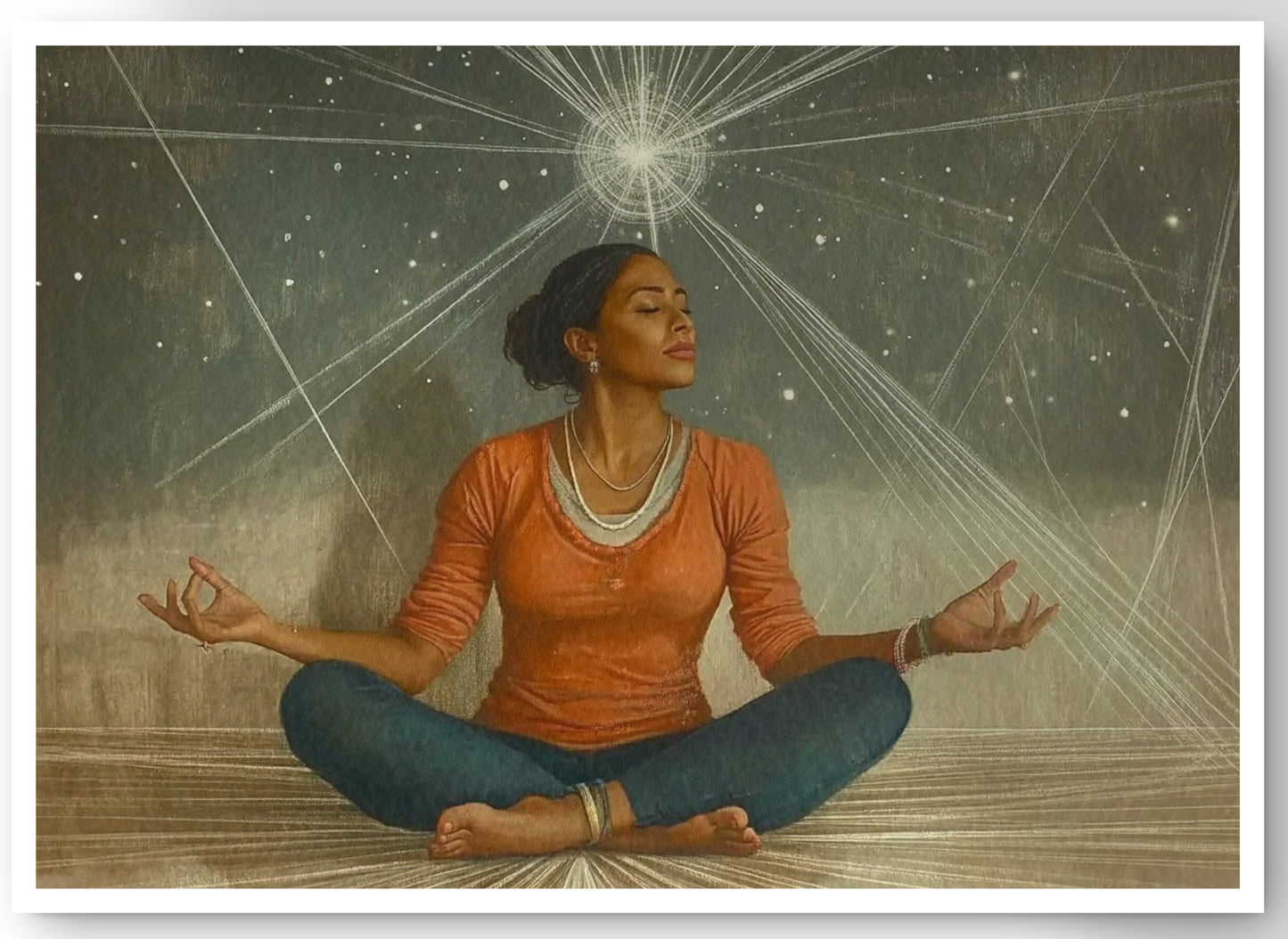 Black Woman Yoga Light African American wall art canvas print by MoomZee Artwork