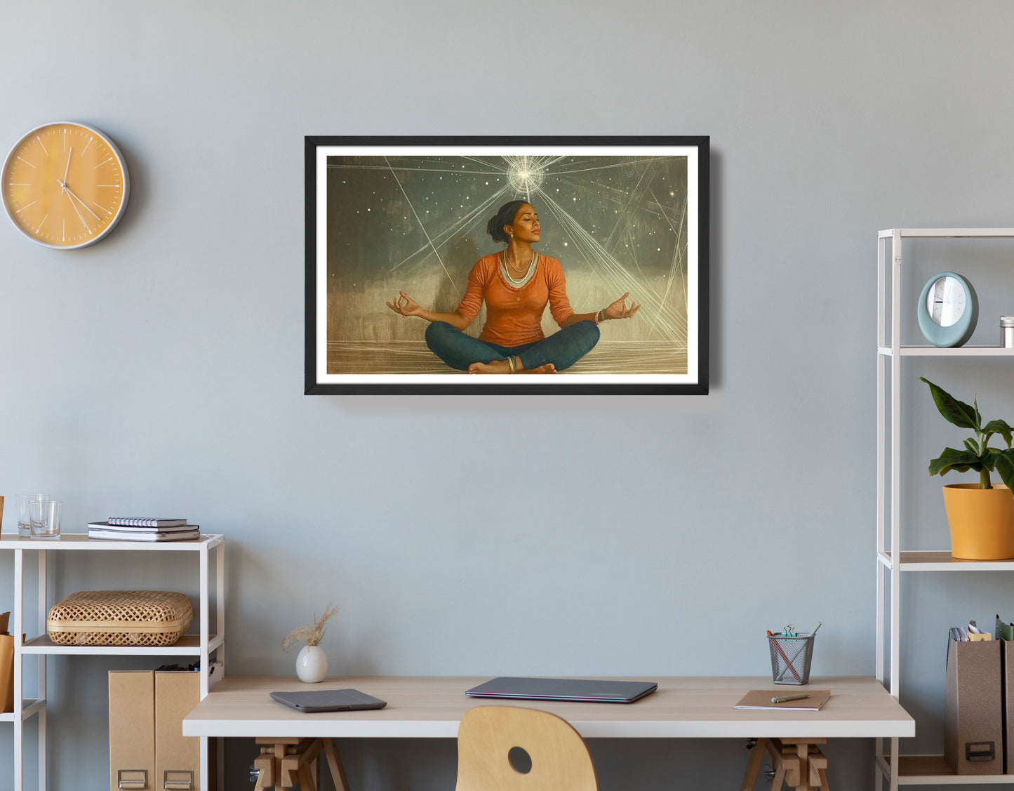 Black Woman Yoga Light African American wall art view 72