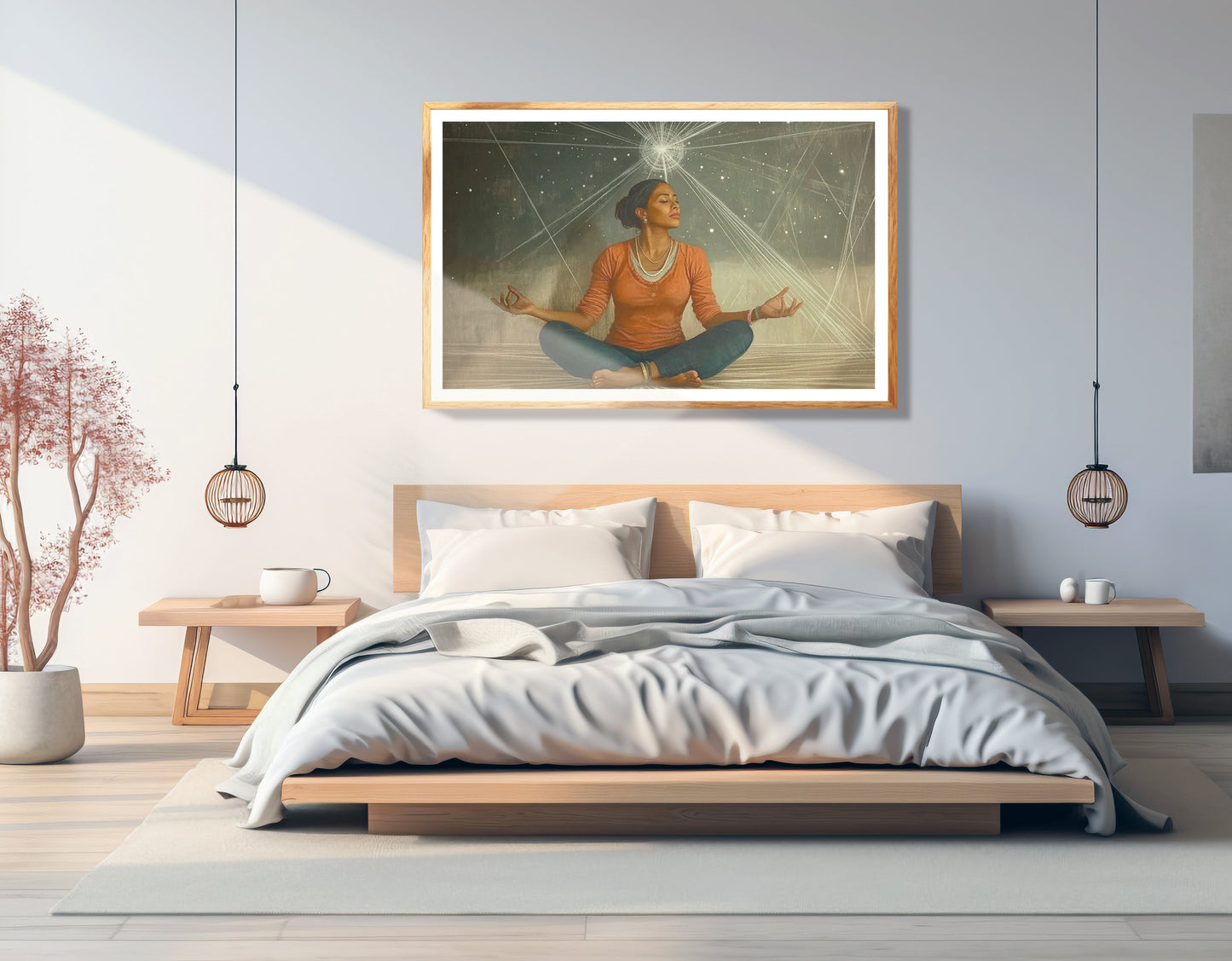 Black Woman Yoga Light African American wall art view 75