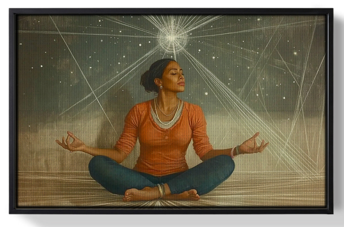Framed Black Woman Yoga Light African American wall art for home decor