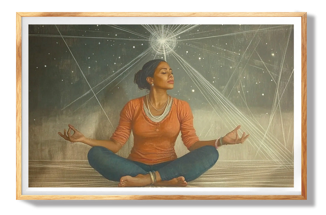 Black Woman Yoga Light African American wall art view 73