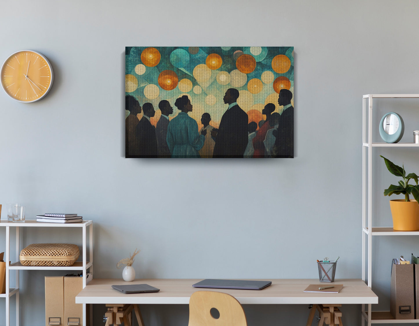 Black Community Celebration Black culture wall art displayed as office wall decor