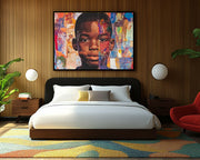 Black Boy Abstract cultural wall decor print by MoomZee Artwork