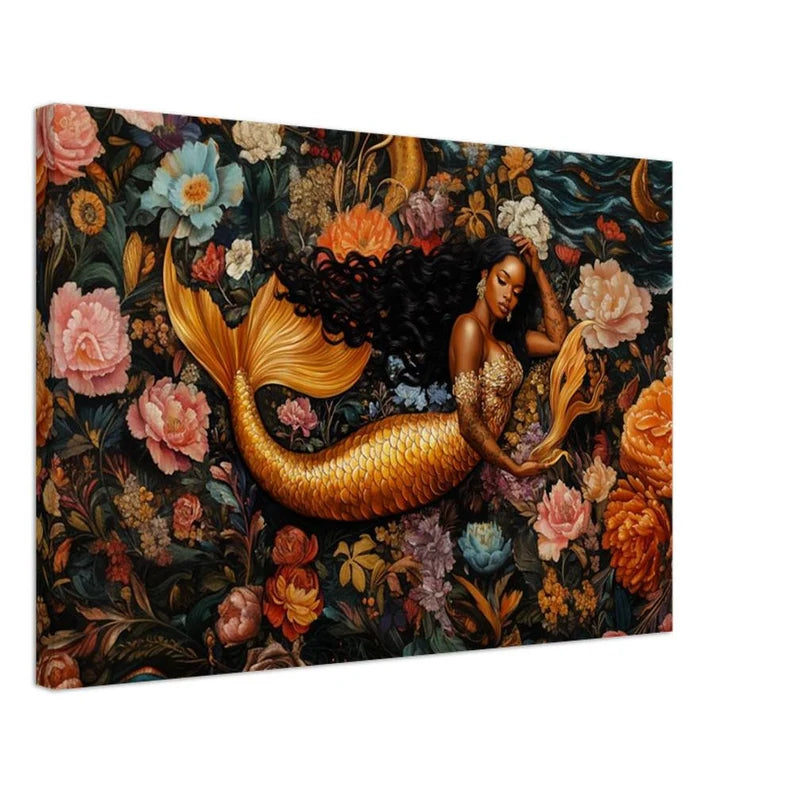 African American goddess mermaid art print for bedroom