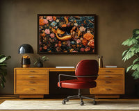 Black girl magic mermaid art on floral background