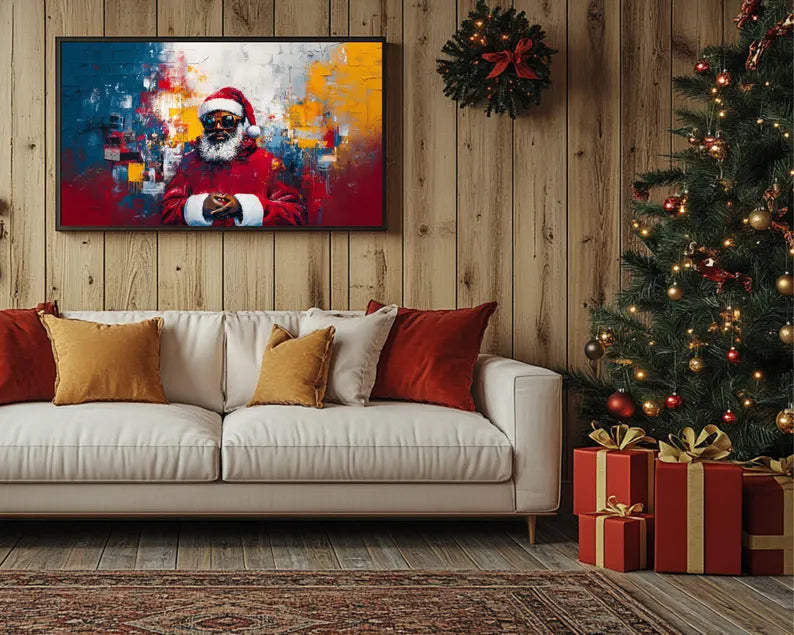 African American artwork featuring a modern Black Santa in street style.