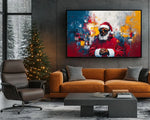 Abstract painting of Black Santa in sunglasses, Christmas wall art.