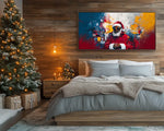 Hip African American holiday artwork of Santa with a bold beard and shades.