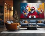 Street art-style Christmas canvas of Black Santa in red and white.