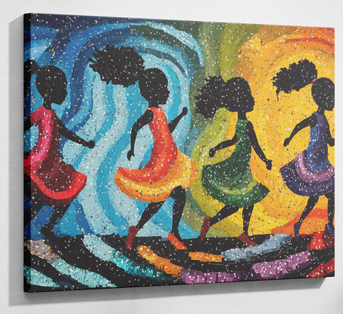 Black Women Dancing Abstract Black woman wall art canvas print with visible wall art format