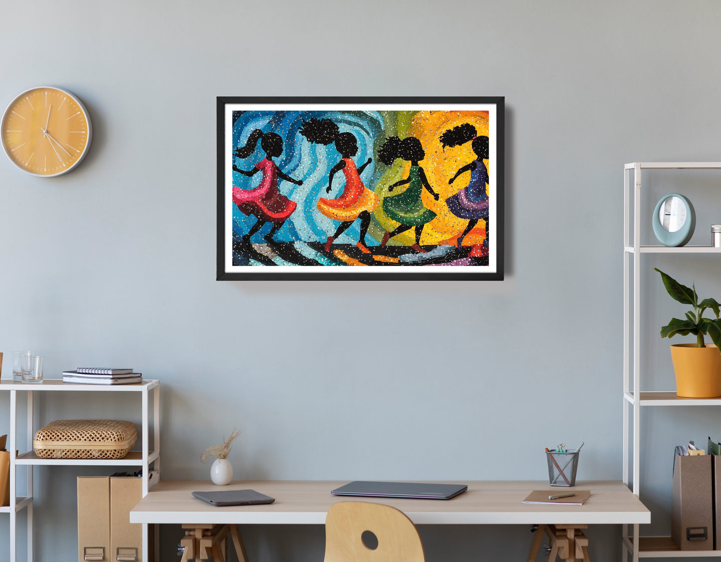 Black Women Dancing Abstract Black woman wall art view 72