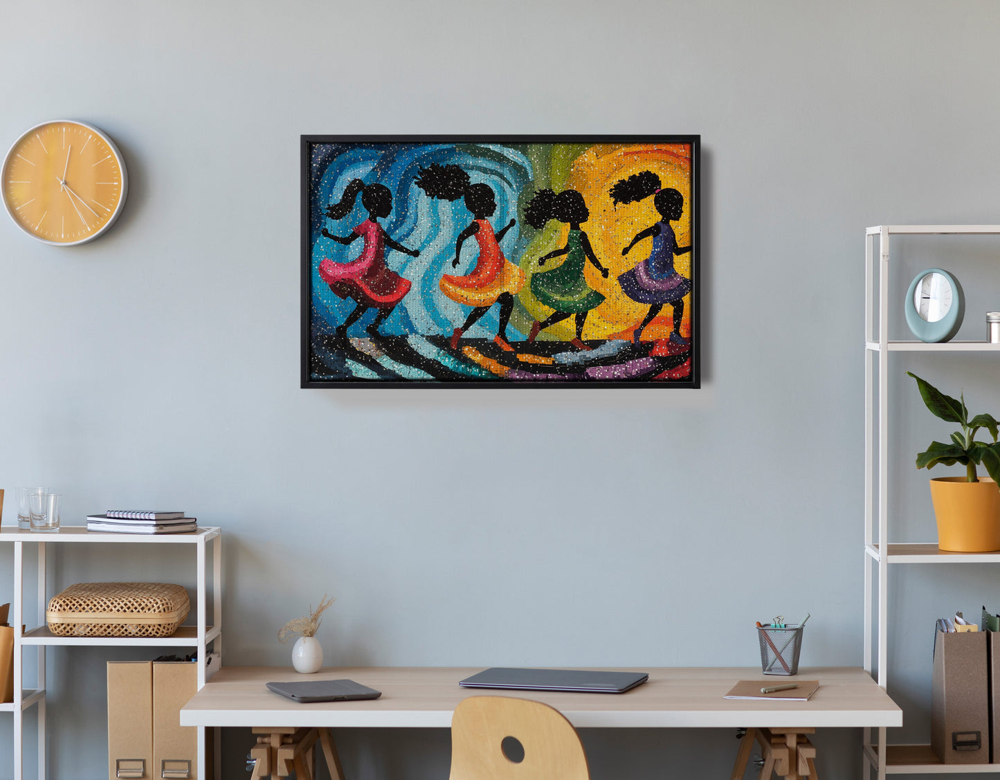 Black Women Dancing Abstract Black woman wall art view 30