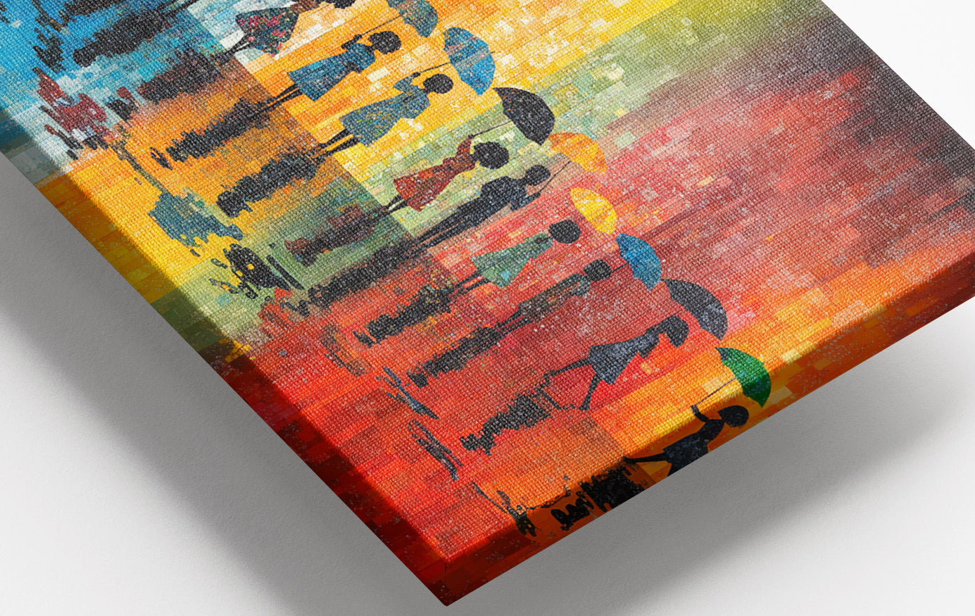 Close-up of Black People Umbrella Rain African American canvas print detail