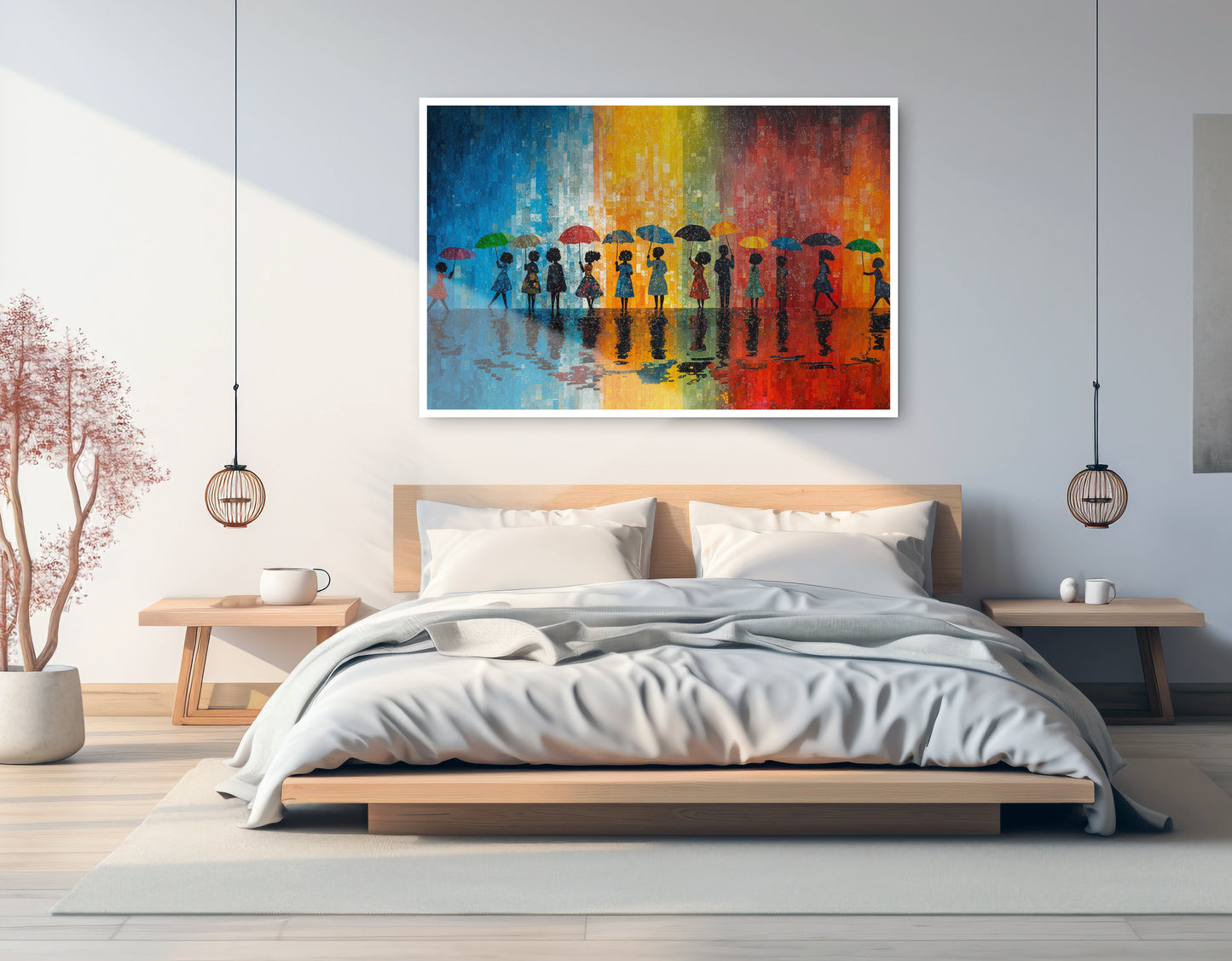 Black People Umbrella Rain African American canvas print artwork view