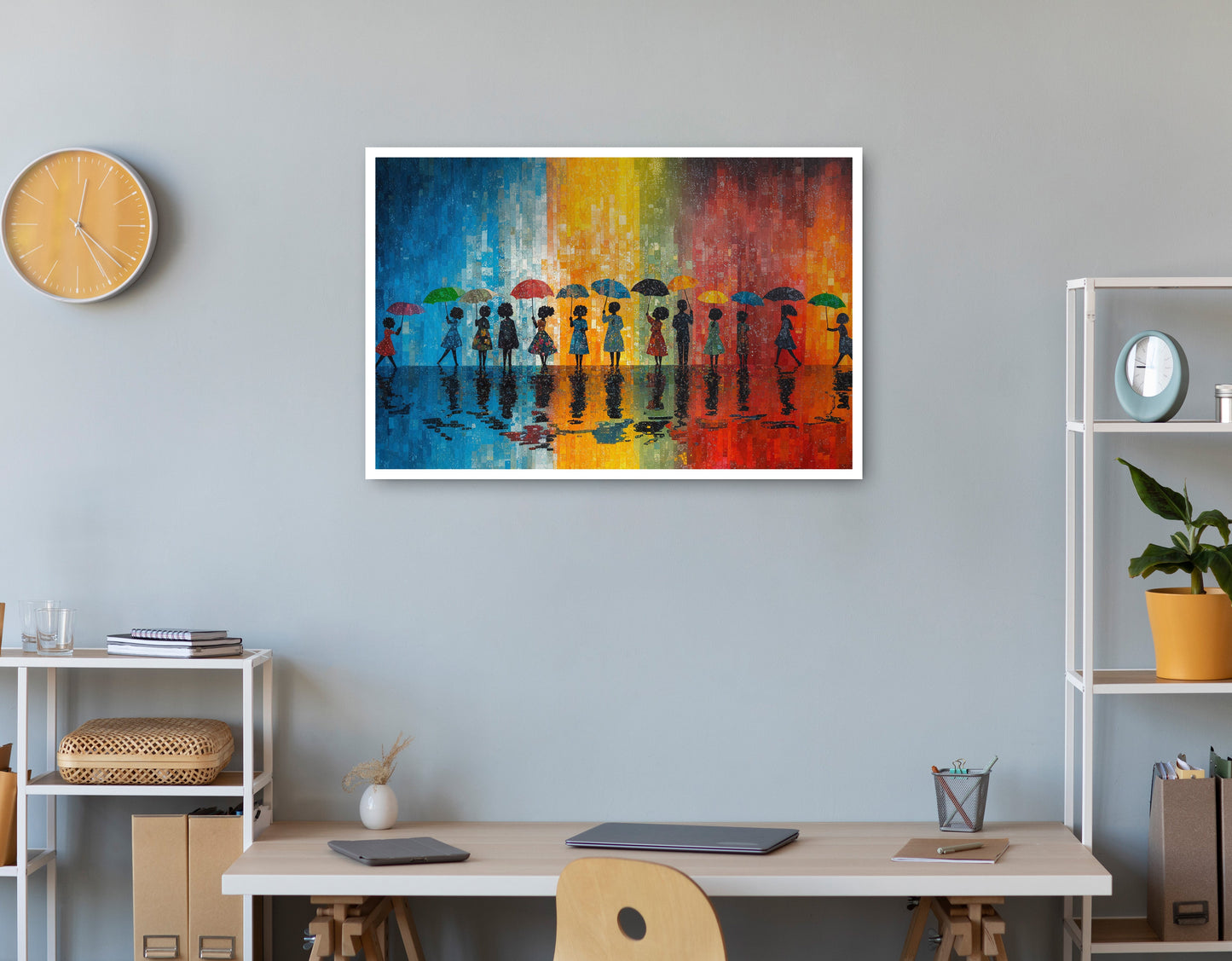 Black People Umbrella Rain African American canvas print print view